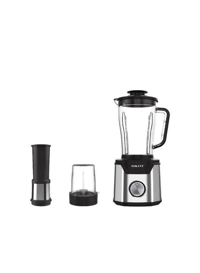 Sokany 3-in-1 Stainless Steel Blender, 1000W, 2.5L, Multifunctional (Blender + Grinder + Juicer), 3 Speeds, SK-03072 - Image 2